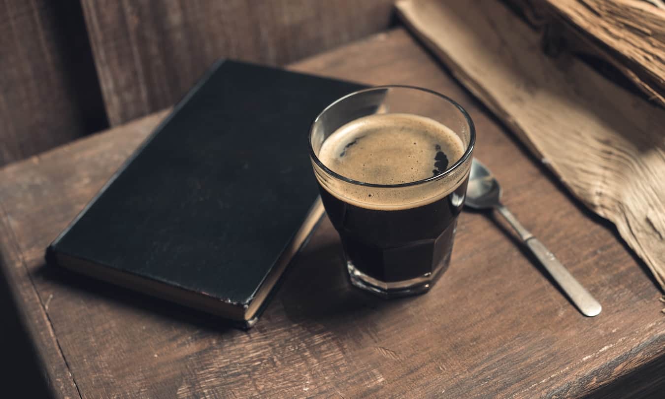 americano coffee in the glass